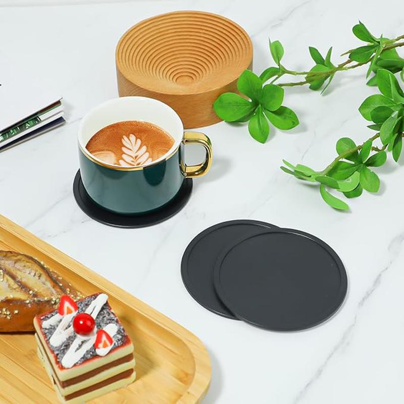 6Pcs 10cm Round Silicone Drinking Coaster Set Non-slip Home Office Table Decor Cup Pad Glass Beverage Holder Pad Decor Table Mat