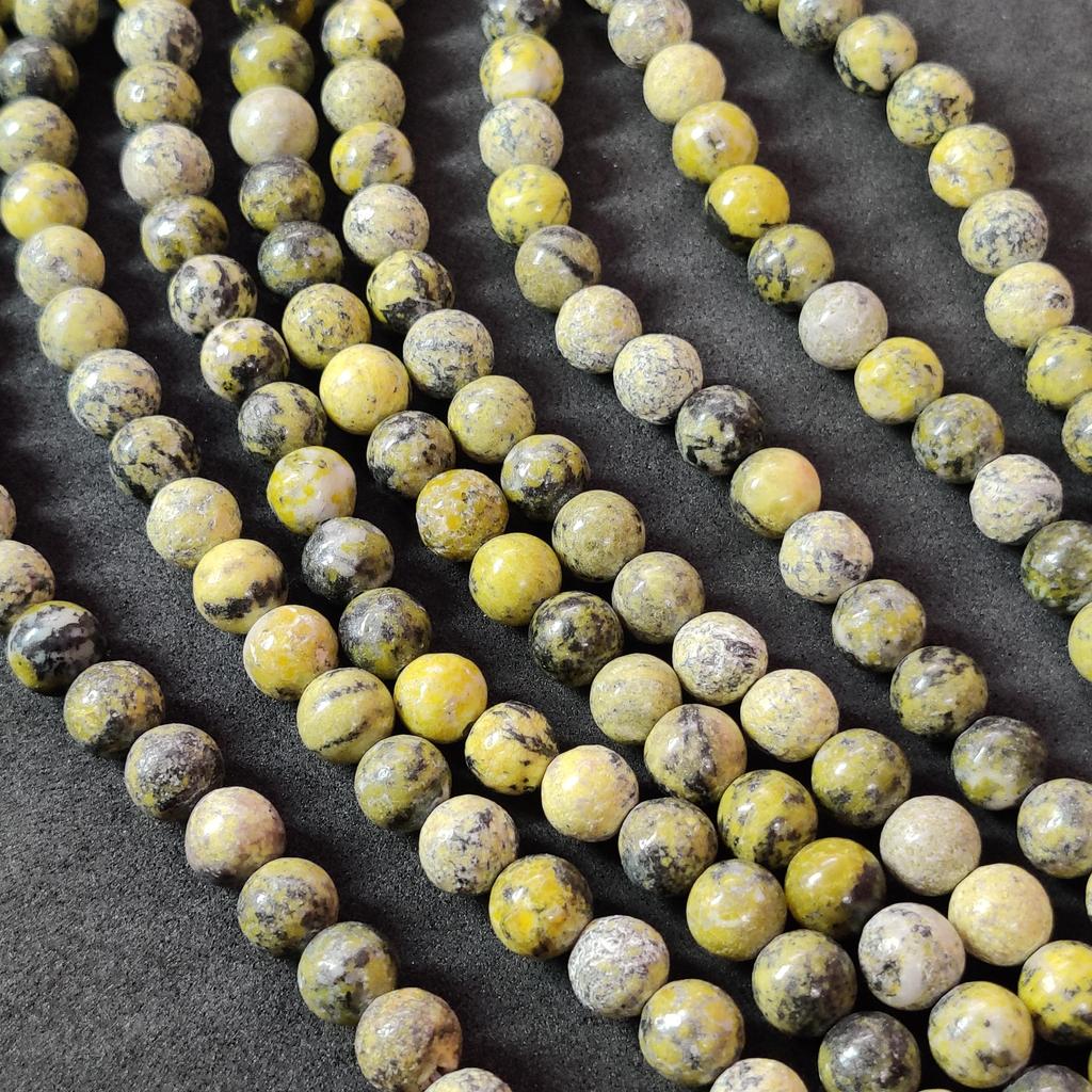 Smooth Round Yellow Serpentine Beads, Loose Beads, Full Strand 14-15 Inch Beads, Gemstone Beads for Jewelry Making, 6mm 8mm 10mm Size Beads.