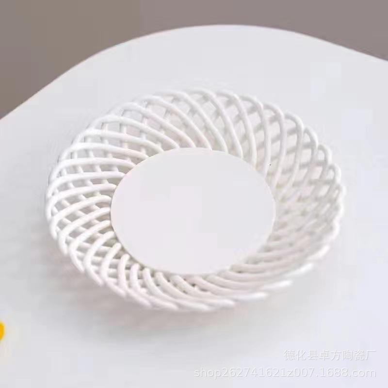 Handgewebter Keramik-Obstteller, Abtropfkorb, Süßigkeitenteller, Snackteller, Aufbewahrungskorb, Ablage, Brotbackform, Dessertschale