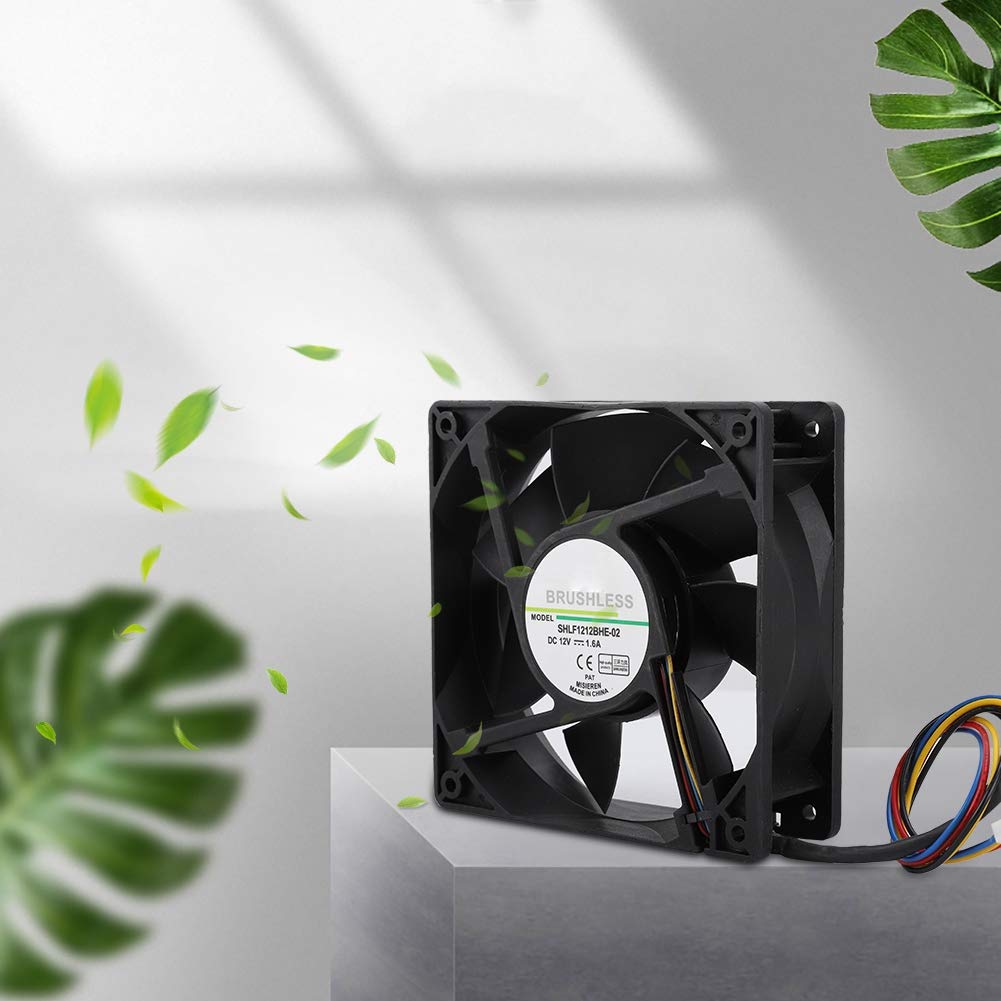 Computer Cooling Fan ASHATA SHLF1212BHE-02 DC12V 1.6A 12CM Temperature Control PWM Cooling Fan Cooler with High Heat Dissipation 12V Cooling Fan