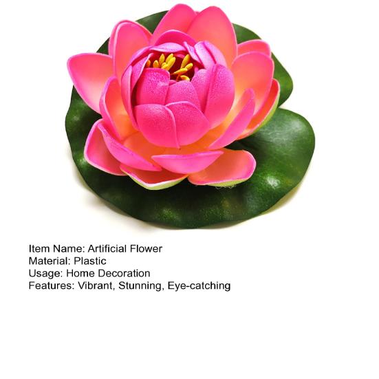 Floating Artificial Lotus Flowers with Lotus Leaf Realistic Faux Pond Plants Ornament for Lake Pool Aquarium Water Decoration