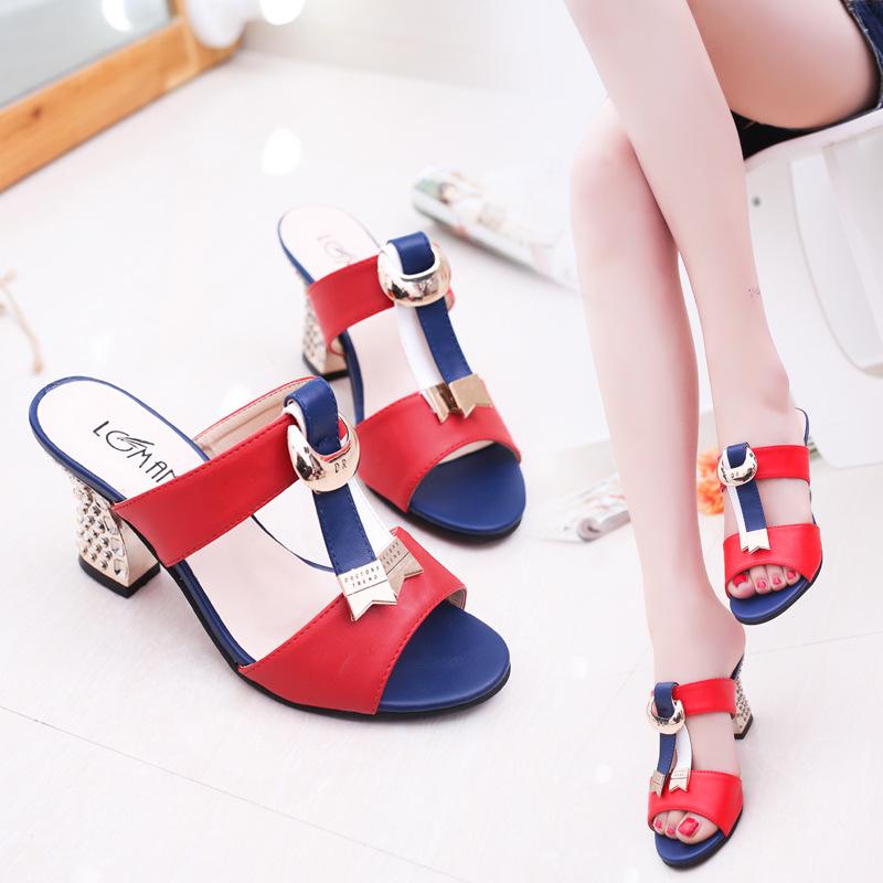 Buy Women Leather Sandals Rhinestones 