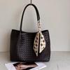 Woven Leather Tote Bag Women Large Capacity Crossbody Shoulder With Magnetic Street Style Daily Use