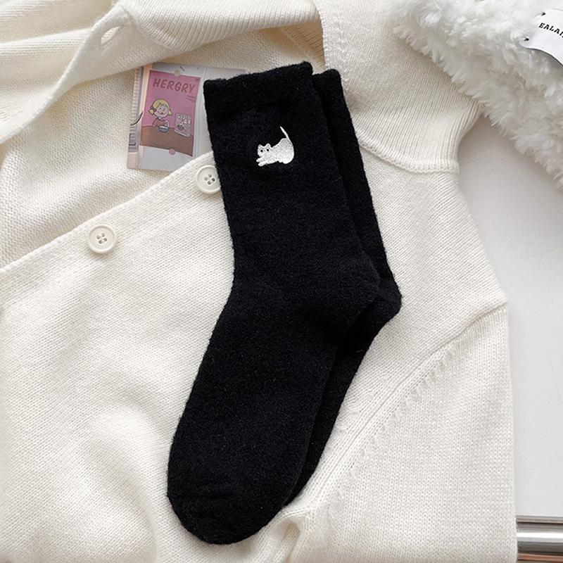 

Милые женские носки из супермягкого норкового флиса, зимние, теплые, уютные, мохнатые, норковые чулочно-носочные изделия, утолщенные, плюшевые, теплые, для сна, домашние, пушистые носки чёрный