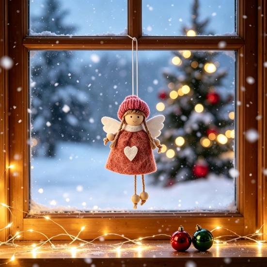 Angel Doll Pendants Plush Ornaments, Christmas Fairy Girl Hanging Pendant for Decorative Garlands Tree Home Decor, Party, New Year, Birthday