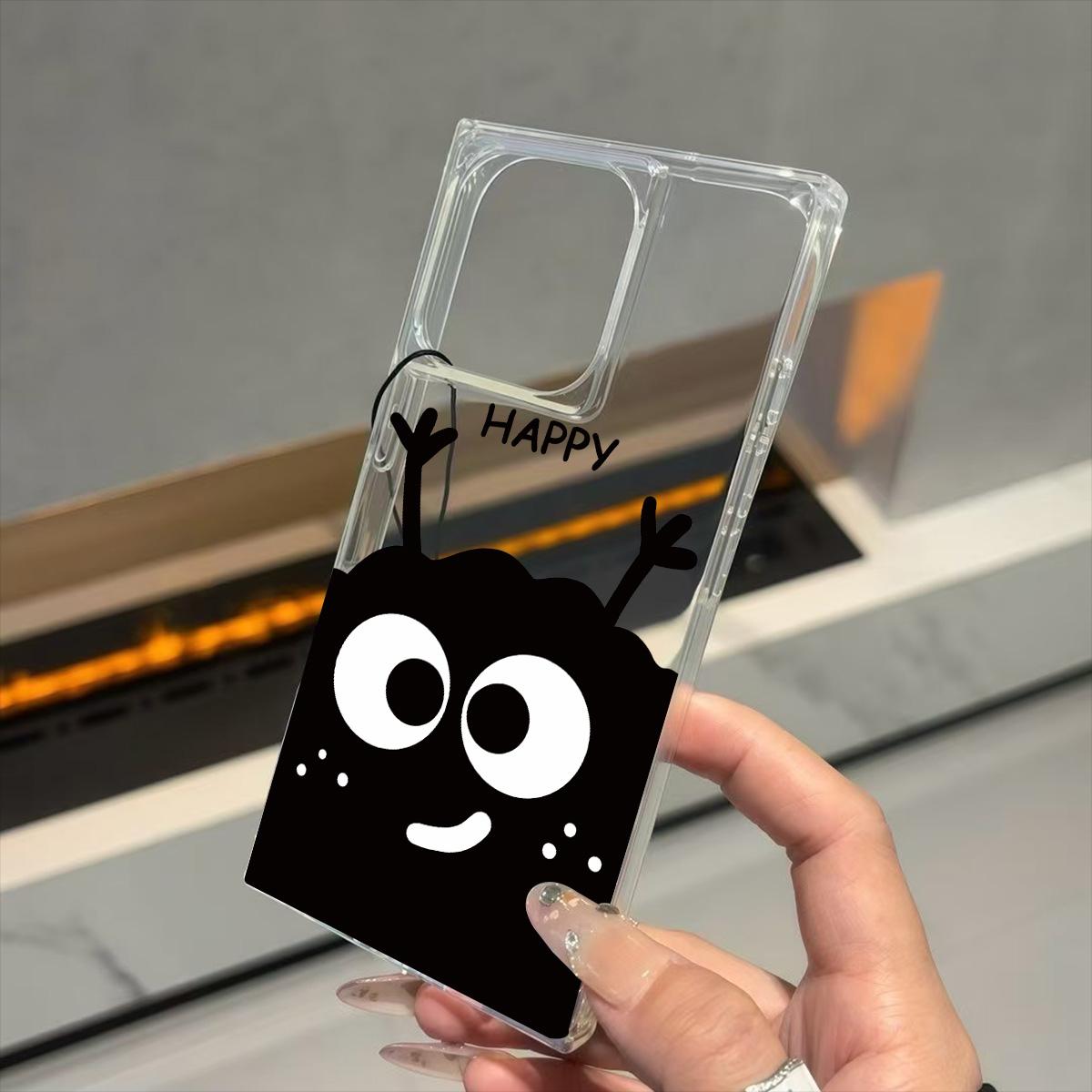 

Transparent Square Back Tube Case Casing Protection For iPhone 11 12 16 ProMax 13 15 Plus 14 Pro Max Anti-Oxygen,Happy Coal Ball Pattern iphone 11 ProMax