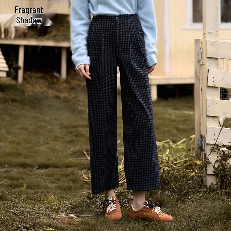 Xiangying Women s Plaid Wide-Leg Casual Pants M