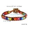 HX6F Multicolor Bracelet Jewelry Handmade Multi Natural Stone Tube Beads Leather Wrap Bracelet Couples Bracelets for Adult
