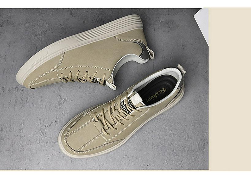 Men's Round Toe Genuine Leather Retro Lace-up Casual Shoes - Large Sizes Available