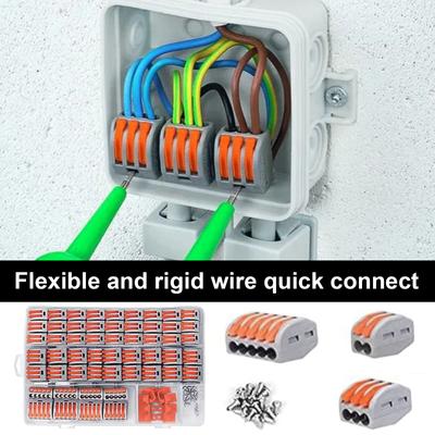 120pcs/set Compact Electrical Wire Connector Set Splicing Connector Assortment Multifunctional Wire Splice Connector Set