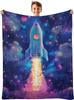 Space Astronaut Blanket, Boy Gift Throwing Blanket, Soft Warm Flannel Blanket Living Room Decoration