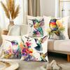 Hummingbird Floral Watercolor Throw Pillow Covers Contemporary Style Zippered Cushion Cases For Living Room Decor Pillowcase