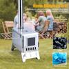 Wood Burning Stove with 5 Pipes Accessories, Visible Window Side Panels Heating Cooking Hot Tent Stove, Large Firebox Stainless Steel Stove for