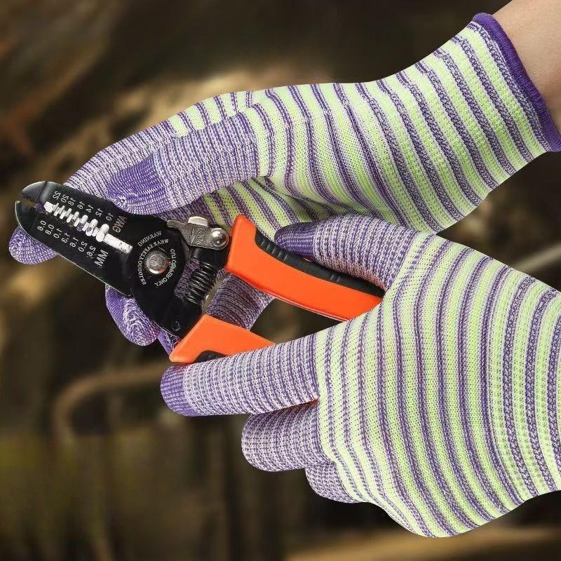 Atmungsaktive, Schützende Handschuhe, Gestreifte, Anti-Rutsch-Handschuhe, Abriebfeste, Arbeitshandschuhe, Handschuhe mit Hoher Elastizität
