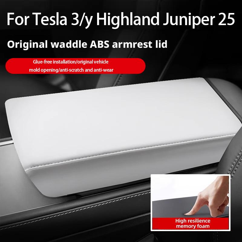 ABS Armrest Box Cover Pad for Tesla Highland 2017-2025 2025 2025 Juniper Leather Protective Cover Accessories