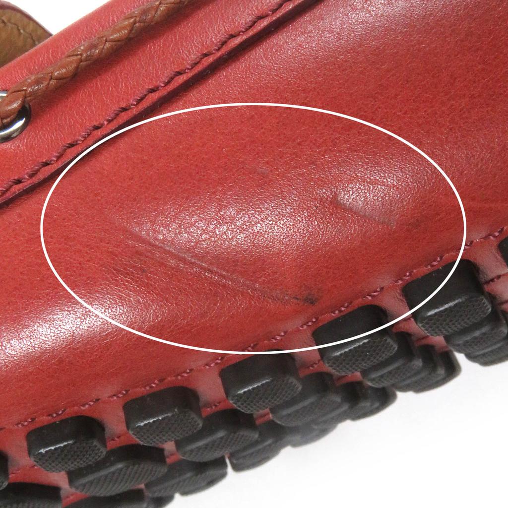 Excellent LOUIS VUITTON Driving shoes LV logo metal loafers Red series 6.5 Used