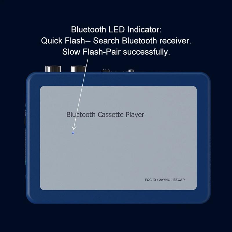 Nešiojamas retro kasetinis muzikos grotuvas asmeninis Walkman kasetės palaikymas 3,5 mm ausinės belaidis Bluetooth kasetinis grotuvas siųstuvas