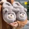 Cartoon Women Home Slippers Plush Warm Thick Bottom Slides Cute Soft Non-slip Slippers Indoor Outdoor Men Casual Slippers