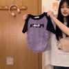 Summer Women's Sweet Cool Style Short Slim Retro Letter Shoulder Tie-Dye Short Sleeve T-Shirt
