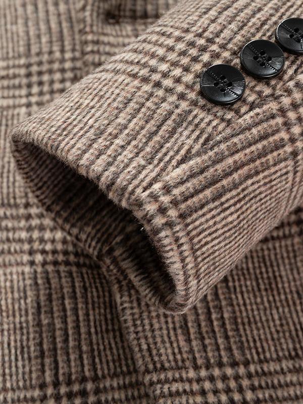 Yi Zhi Fan Men's Plaid Wool Coat - Mid-Length, Thickened Suit Collar Windbreaker
