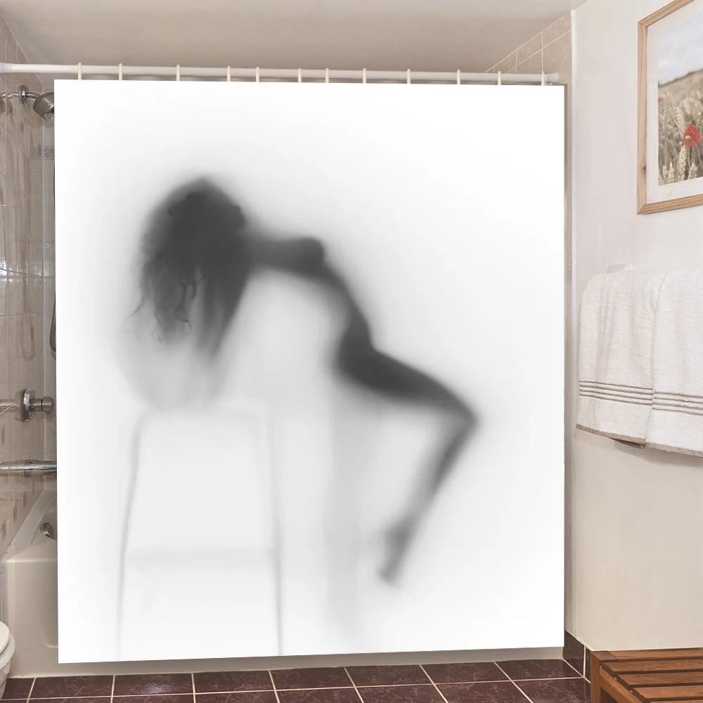 Skull Shower Curtain Waterproof Polyester Fabric Gothic Halloween Sexy Woman Love Print Shower Curtain Cortina De La Ducha