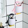 Cartoon Penguin Wall-Mount Organizer for Bathroom & Dorms: Makeup, Toothbrush, Phone Holder