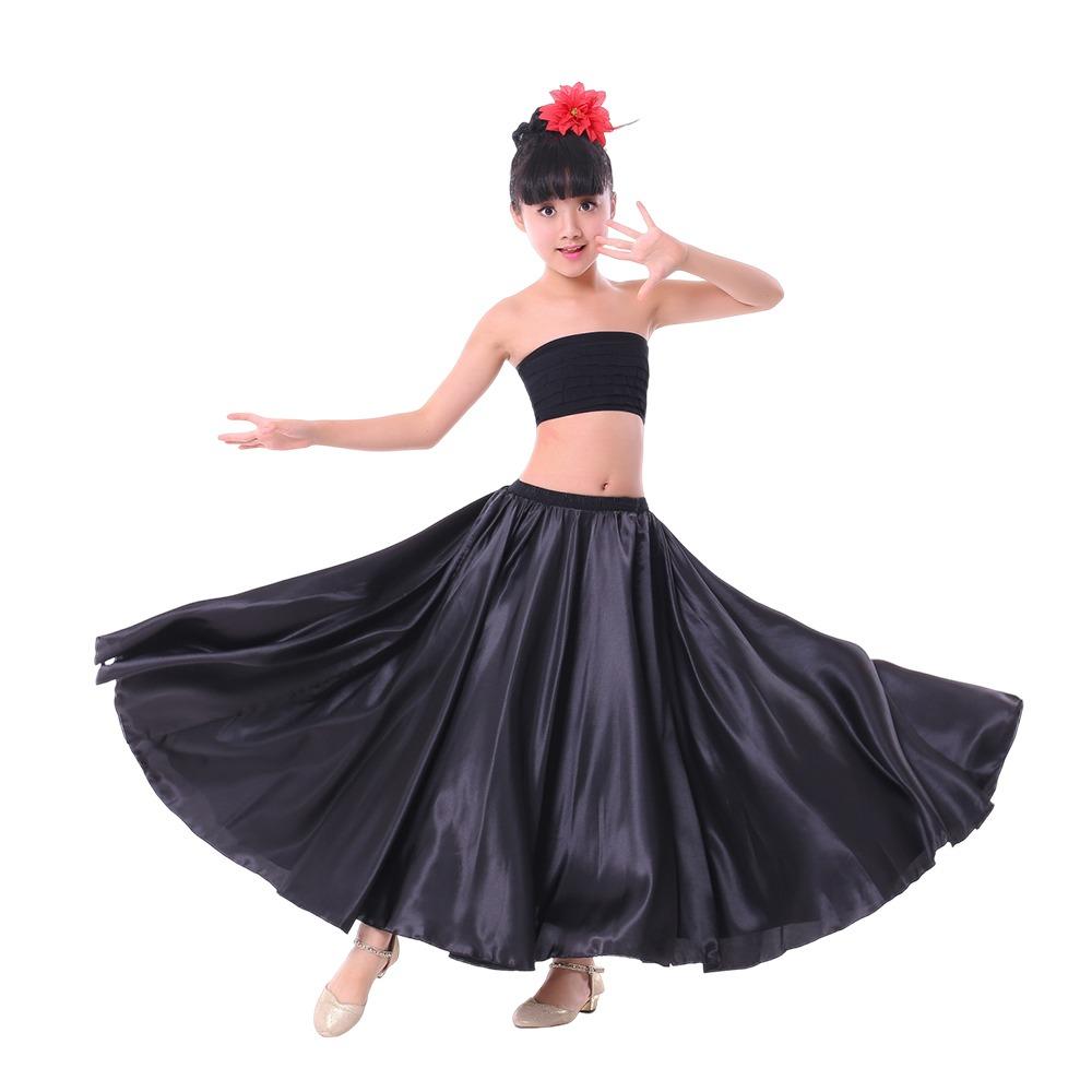 

Fashion Smooth Spanish Flamenco Shawl Skirt Polyester Party Large Swing Skirt Ballroom Dance Performance Belly Dance Costumes 360 degrees S чорний