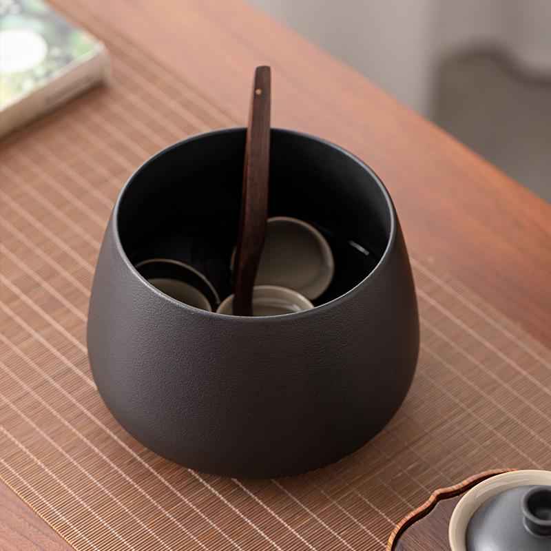 Jian Shui Ceramic Tea Waste Bowl & Brush Set