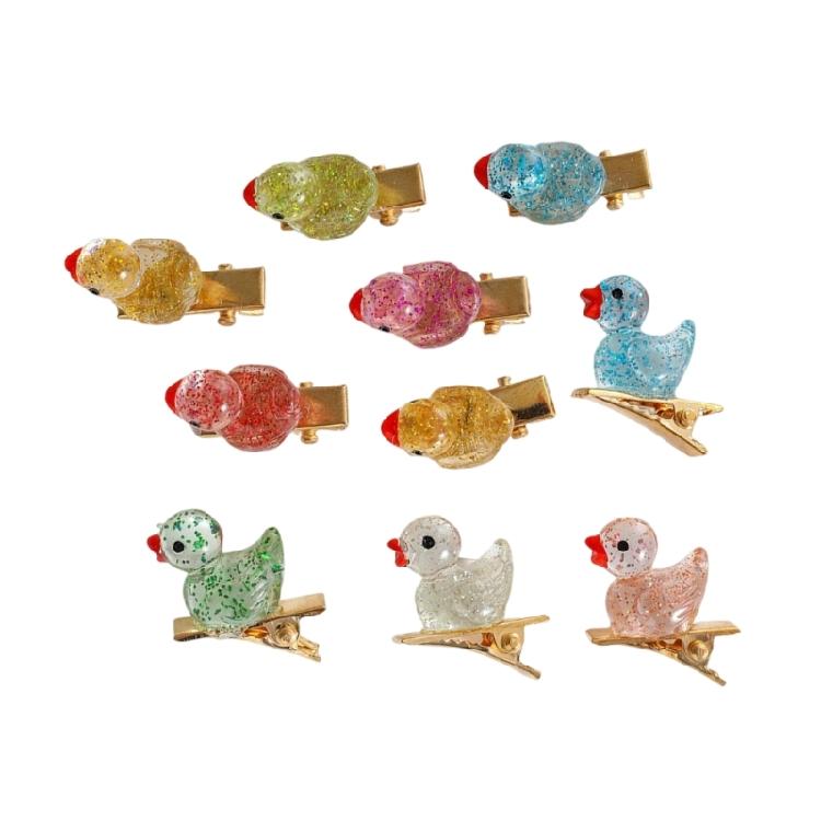 10PCS Duckling Hair Clip Colorful Hairpins Safe Resin Hairpin Cartoon Headwear Kids Girls Party School Hair Ornaments