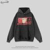 Oversized Cotton Hoodie With Cartoon Print Drop Shoulder Long Sleeve Pullover Women Streetwear Style