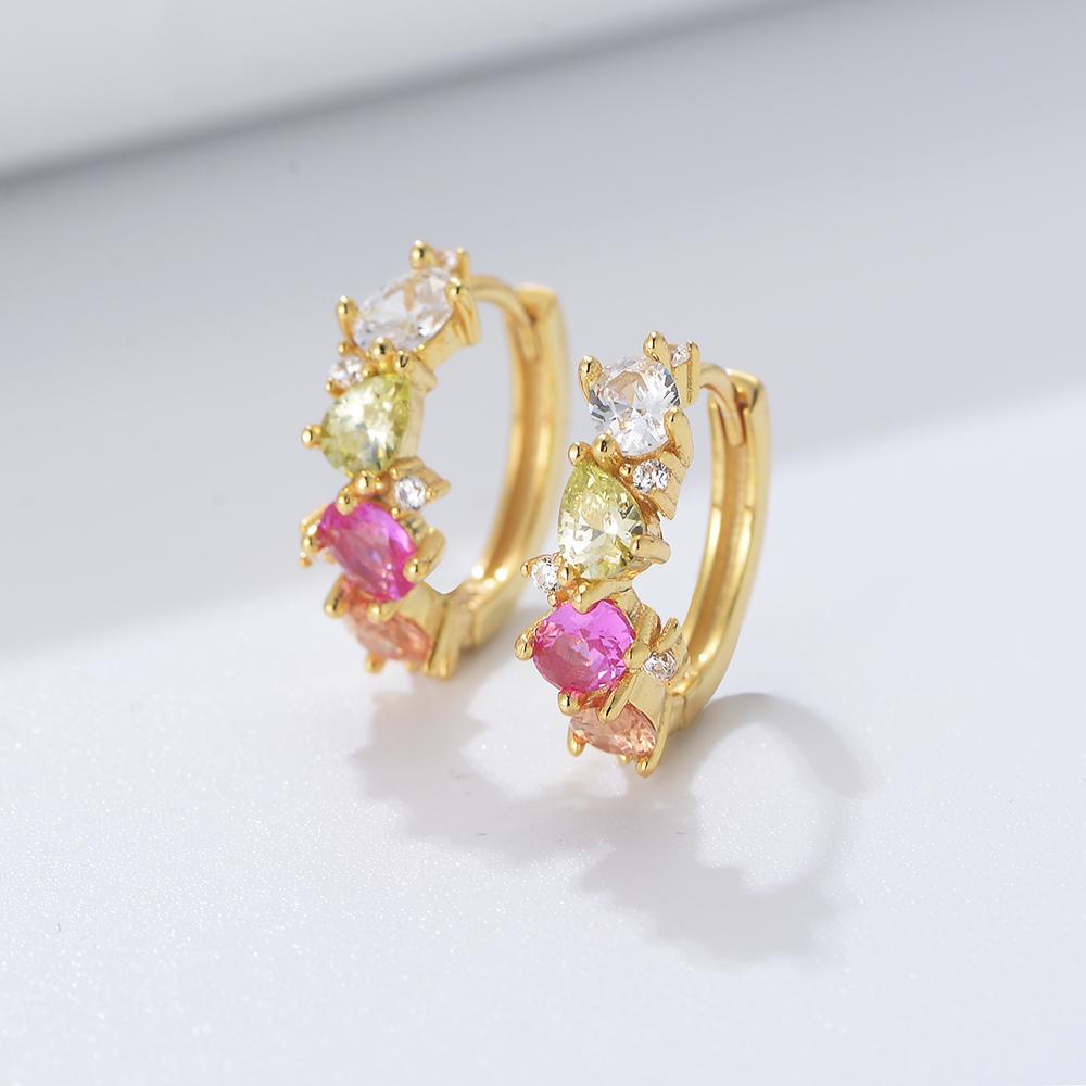 Hot Selling Lovely Exquisite 925 Sterling Silver Gold Earring Rainbow Silver Hoop Earrings for Girls