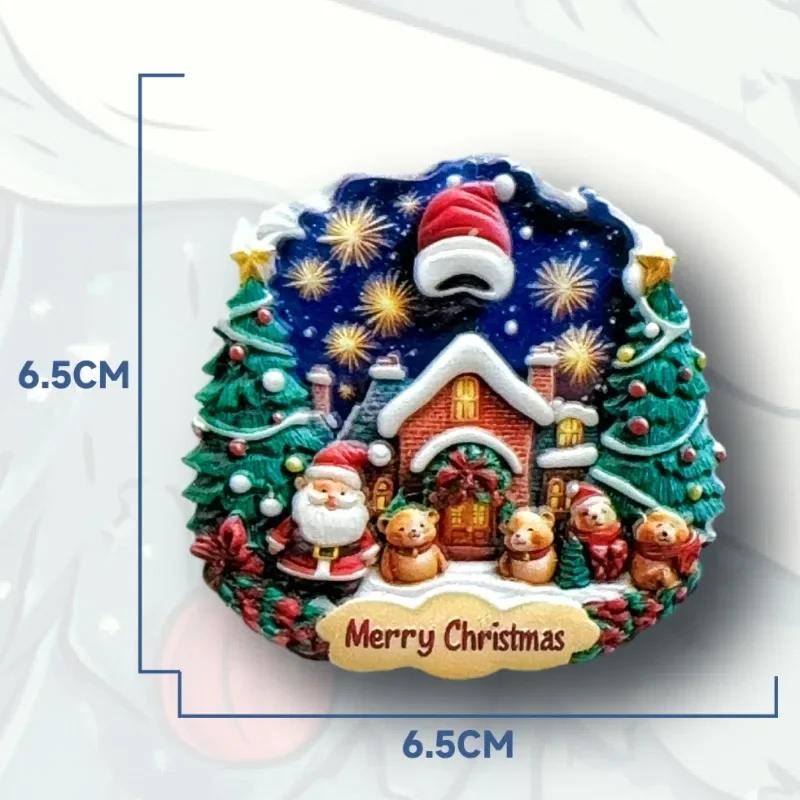 Christmas Gifts Santa Claus Fridge Magnets Home Decoration Snowman Moose Elk Fridge Stickers Children Presents