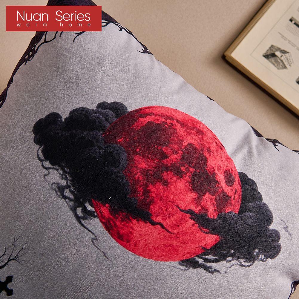 1PC Nuan Series Halloween Pillowcase Black Cat Ghost Pumpkin Series Printed Cushion Cover for Sofa Living Room Bedroom Home Decor Party Decorations