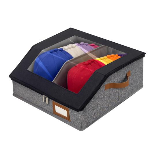 Hat Organizer with Clear Window Lid Flip Access Design Stackable Adjustable