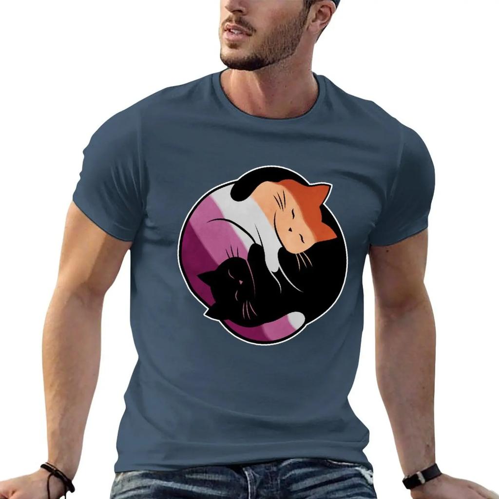 Lesbian Yin Yang Cat T-shirt cute clothes Blouse heavyweights big and tall t shirts