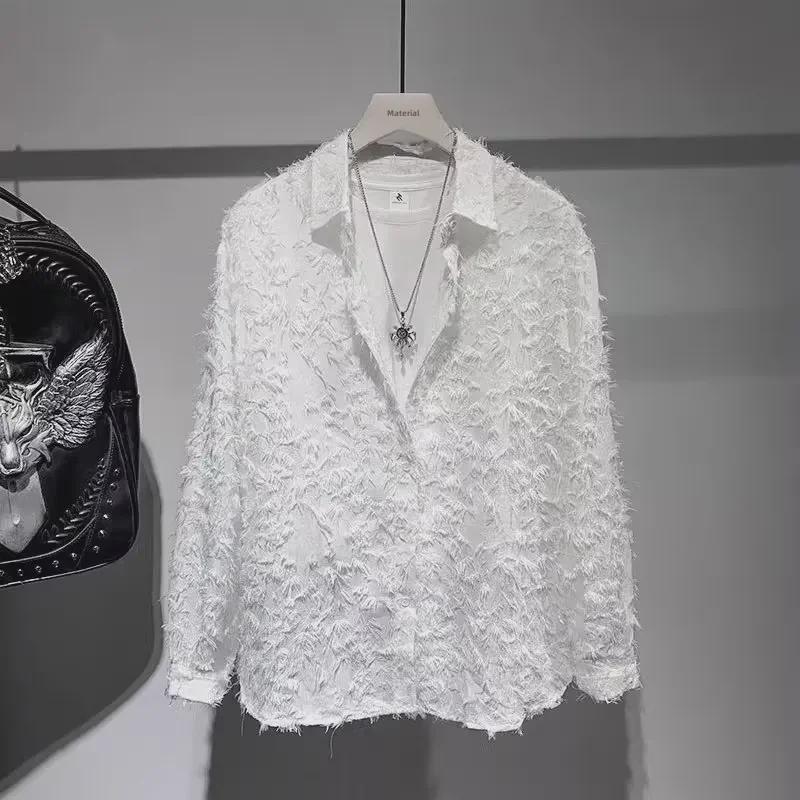 """Pánská trendy košile s dlouhým rukávem volného střihu v korejském stylu 2024"""