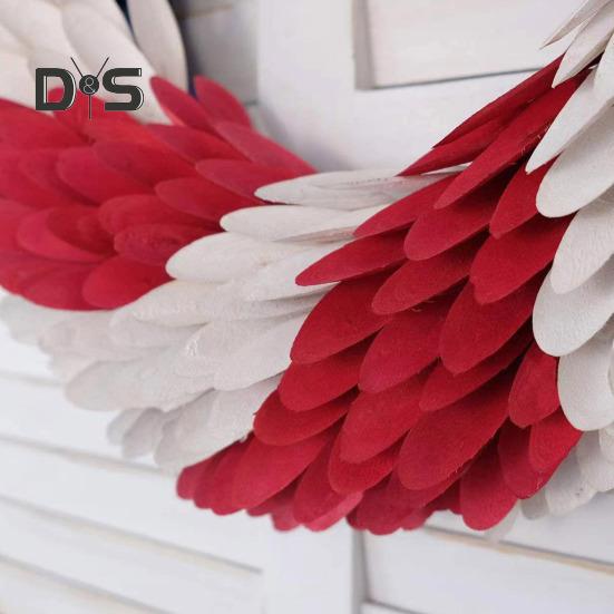 USA Independence Day Patriotic Wreath Red White Blue US Flag Wreath Front Door Wall Hanging Garland Pendant 4th of July Festival Decoration