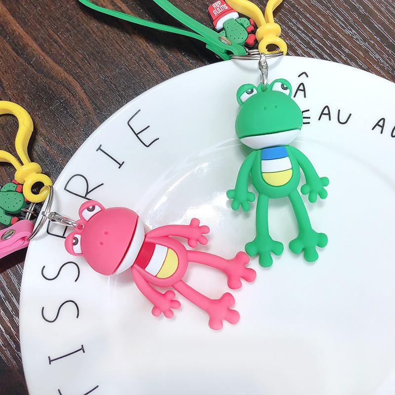 Adorable Creative Cartoon Diy Frog Keychain Silicone Long Legs Key Ring For Kids And Adults