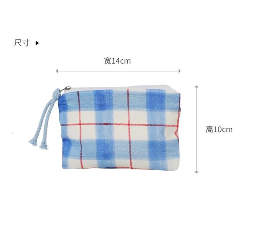 1PCS Women's Small Plaid Floral Cosmetic Bags Retro Ladies Lipstick Storage Bag Pouch Zipper Female Travel Makeup Case Handbags