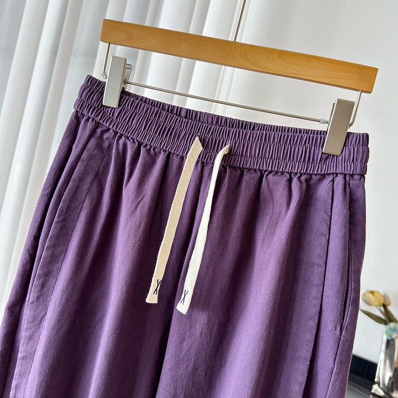 Autumn Plus Size Women's Elastic Waist Drawstring Loose High Stretch Cuffed Straight Leg Casual Pants