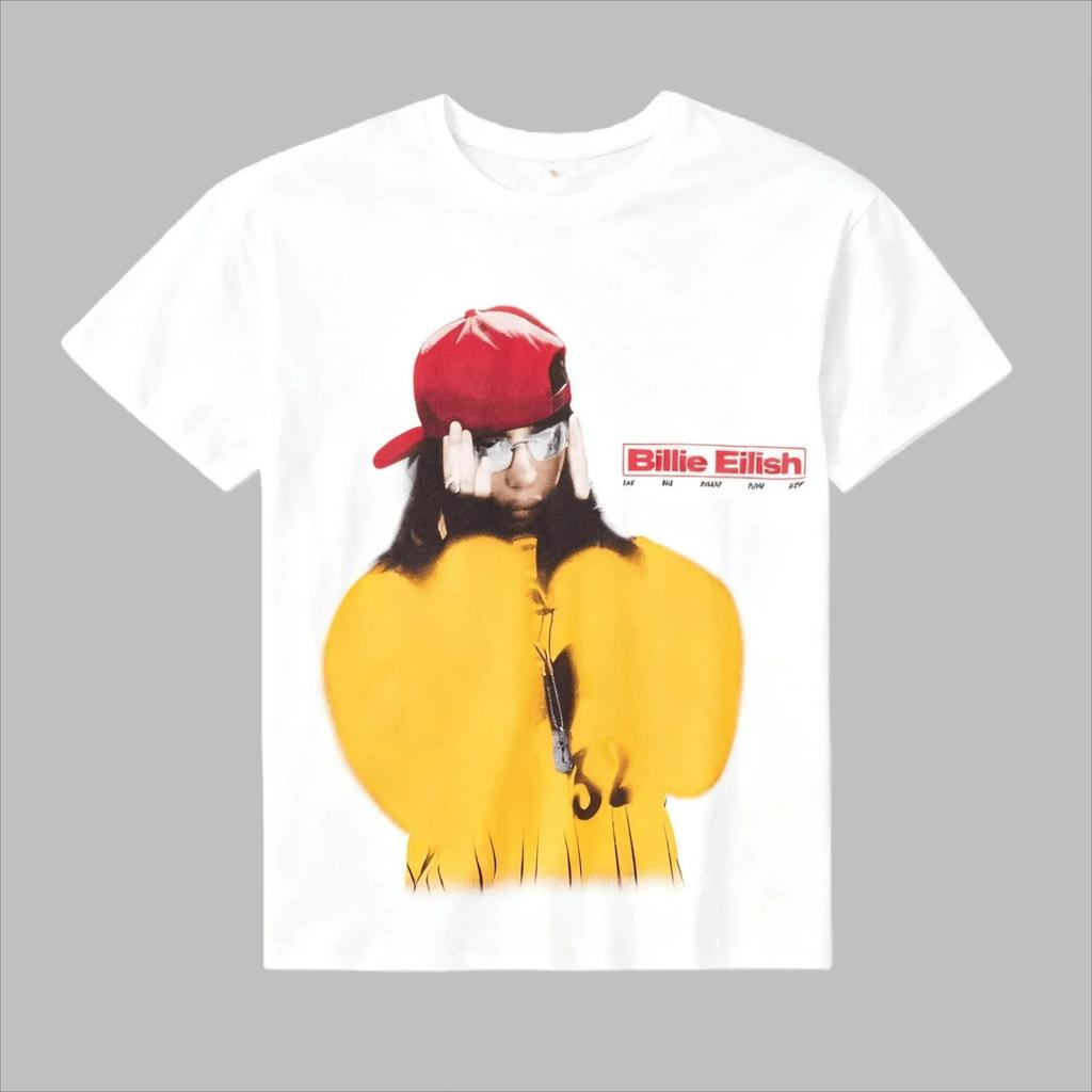 2026 Billie Eilish Hit Me Hard and Soft Camiseta Gráfica Moda Casual Verão Solta Oversized Retrô Algodão Top Unissex para Homens Mulheres