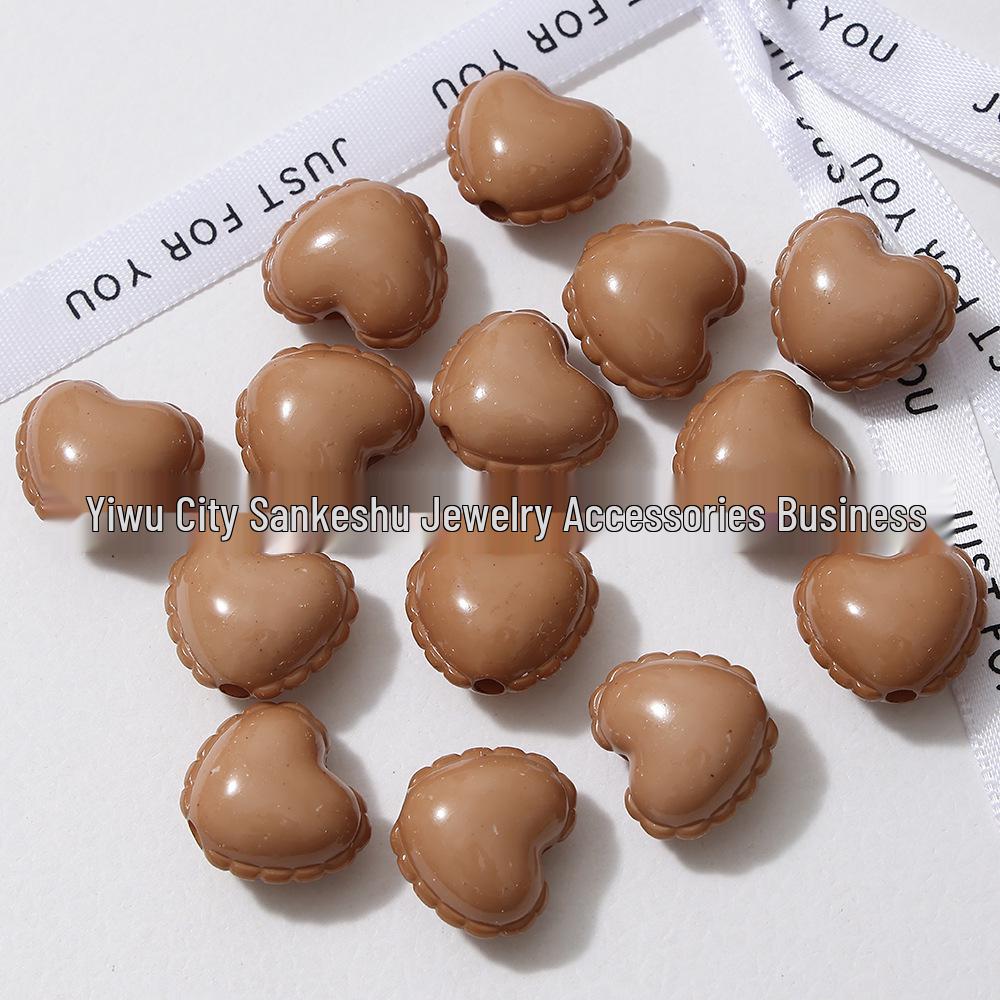 Acrylic Peach Heart Skirt Trim: Glossy Beaded Phone Charm