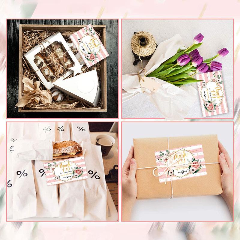 50-Pack Pink Floral Thank You Postcards