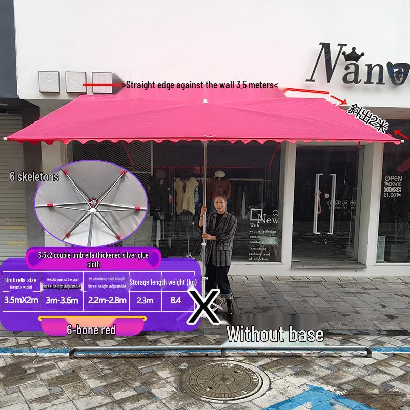 Foldable Outdoor Commercial Sunshade Umbrella with Tilt and Awning