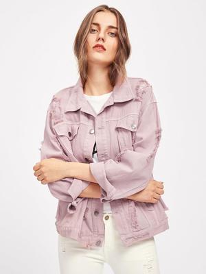 shein pink denim jacket