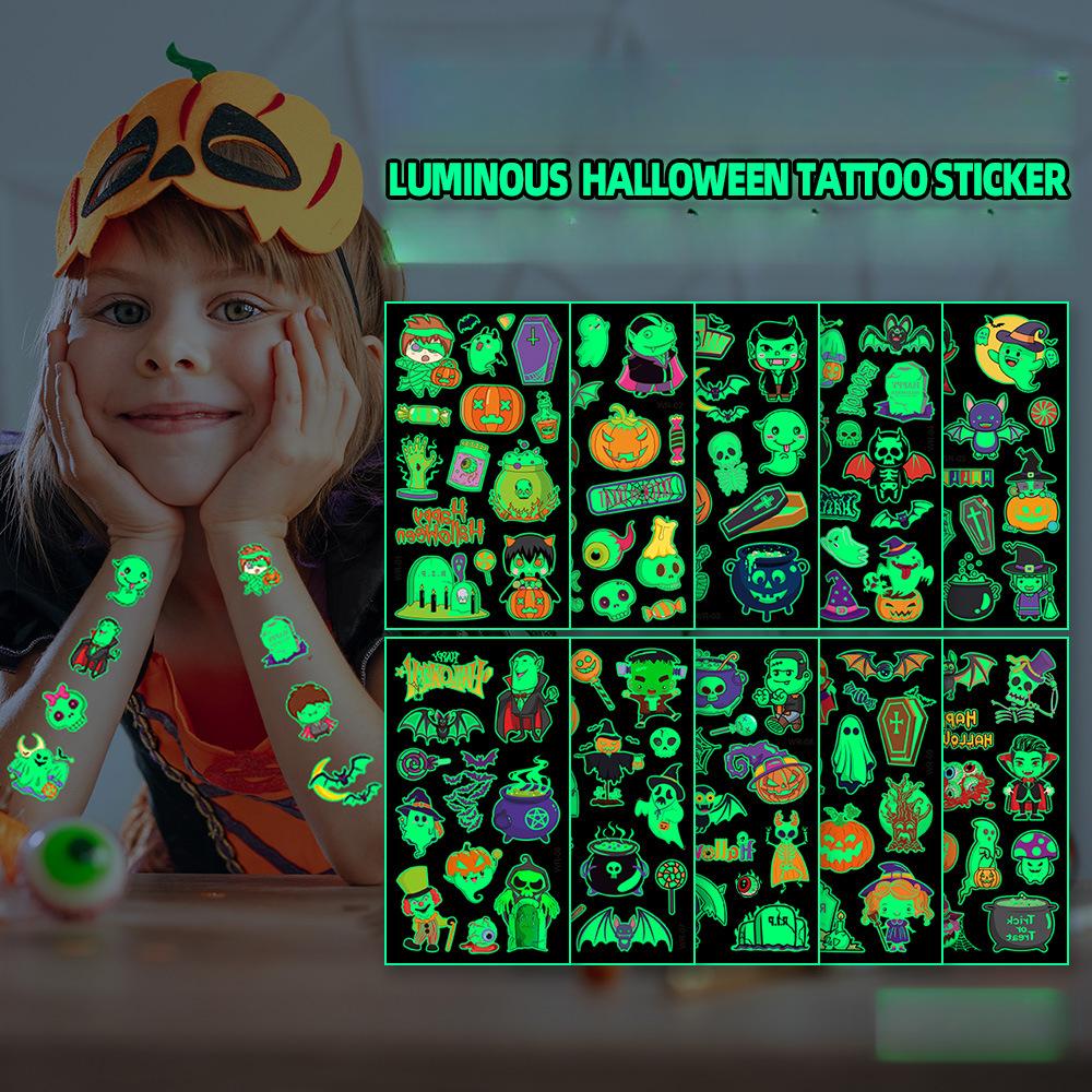 10pcs Halloween Night Light Tattoo Stickers for Kids