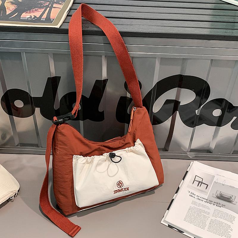 Commuter Pleated Hobo Bag Women's Large Capacity Waterproof Nylon Crossbody Bag Men's Shoulder Bag