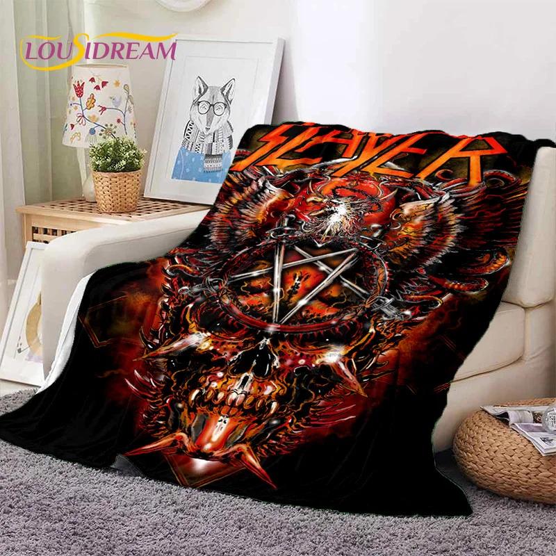 3D Rock Slayer Heavy Metal Band Soft Flannel Blankets,Throw Blanket Comfortable Blanket for Picnic Beds Sofa Home Bedroom Gifts