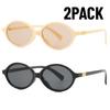 2PACK Sexy Small Oval Sunglasses for Women  Brand Designer Fashion Luxury Shades UV400 Black Eyewear Men Vintage Sun Glasses