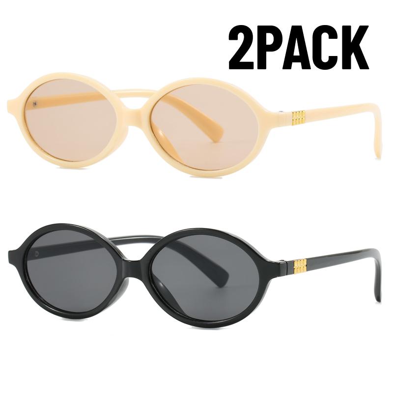 2PACK Sexy Small Oval Sunglasses for Women  Brand Designer Fashion Luxury Shades UV400 Black Eyewear Men Vintage Sun Glasses
